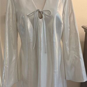 Shimmering White Long Sleeve Dress